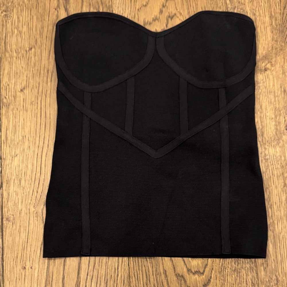 Zara Black Structured Bustier Top